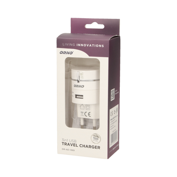 Ładowarka USB 3w1 z automatycznie zwijanym kablem