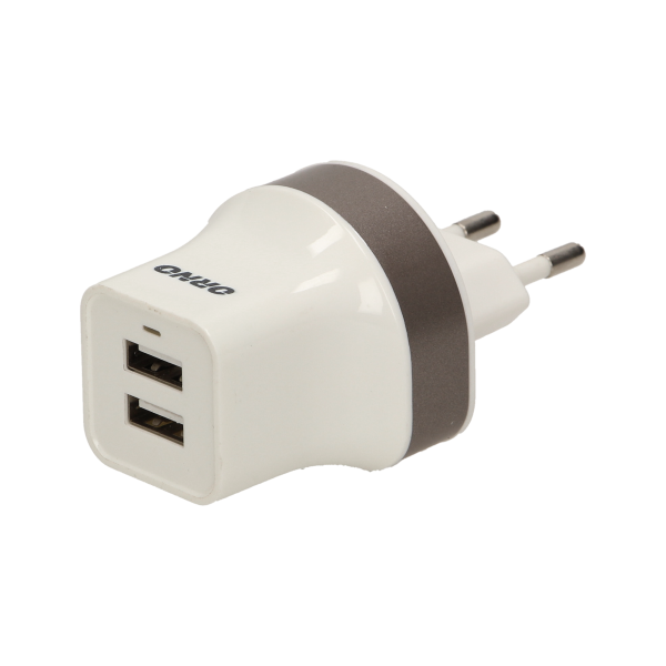 Ładowarka sieciowa 2xUSB, 5VDC/2,1A