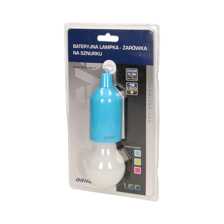 Bateryjna lampka nocna na sznurku 1W LED, 3 x AAA, turkusowa