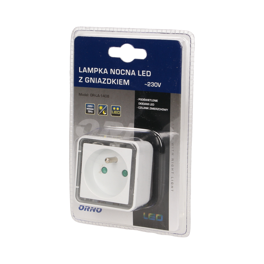 Plug-in LED night lamp with socket