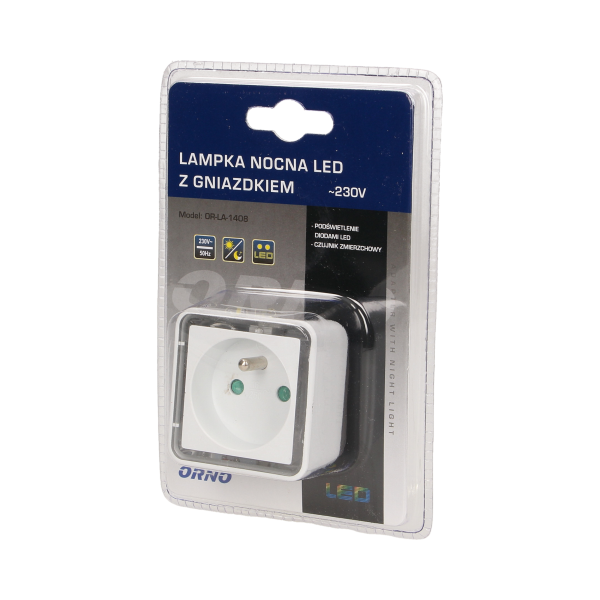 Plug-in LED night lamp with socket