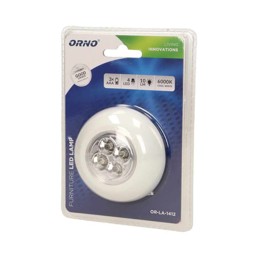 Bateryjna lampka LED, samoprzylepna 3xAAA