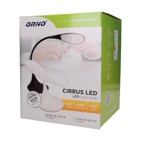 CIRRUS LED 4,5W, lampka biurkowa, 400lm, 3000K, czarna