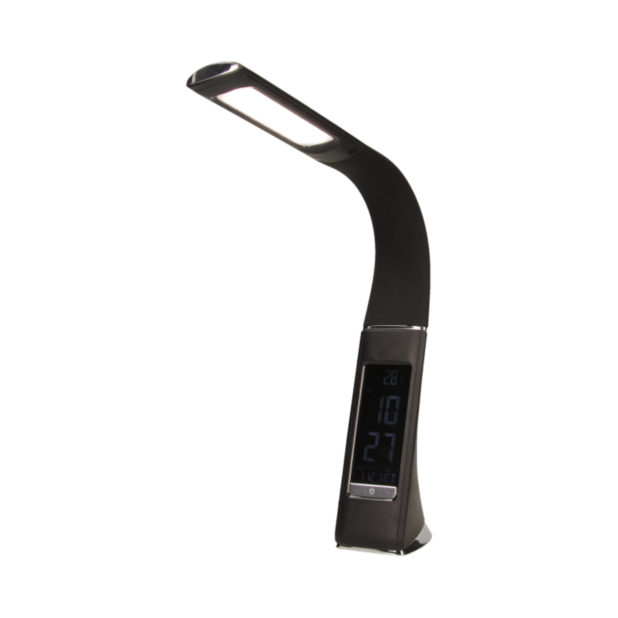 DOLOMIT LED 5W, lampka biurkowa z budzikiem, 300lm, 4000K, czarna