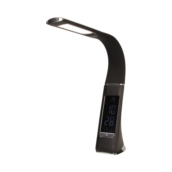 DOLOMIT LED 5W, lampka biurkowa z budzikiem, 300lm, 4000K, czarna