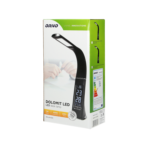 LED desk lamp DOLOMIT with LCD display, 5W, brown