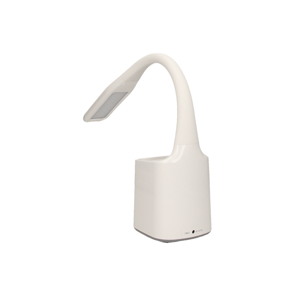 KORAL LED 6W, lampka biurkowa z pojemnikiem na długopisy i budzikiem, 200lm, 4000K, biała