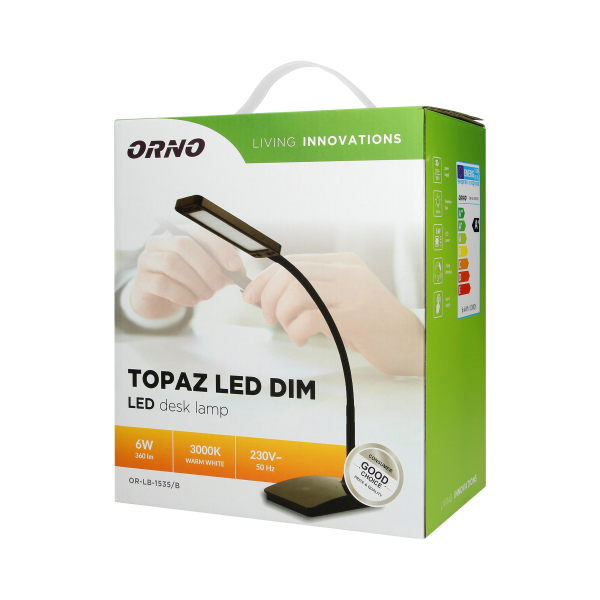 TOPAZ LED DIM desk lamp with dimmer, 6W, 3000K, black