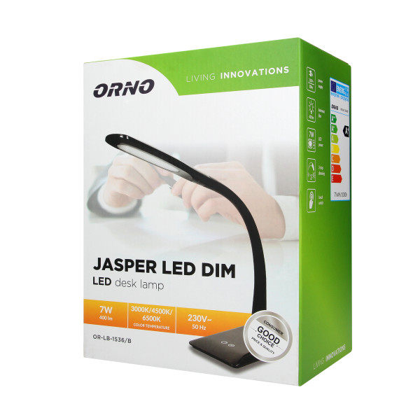 JASPER LED DIM 7W, lampka biurkowa, 400lm, czarna, funkcja ściemniania i zmiany temperatury barwowej 3000K-4500K-6000K