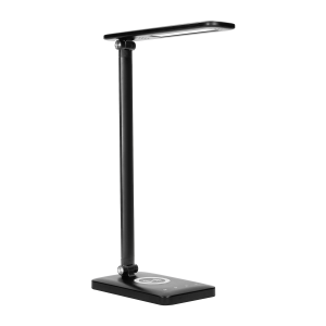 WIRLE LED 7W desk lamp with wireless charger and USB port, 390lm, 3000-4000-6000K, color temp. adjustment, dimmer, black