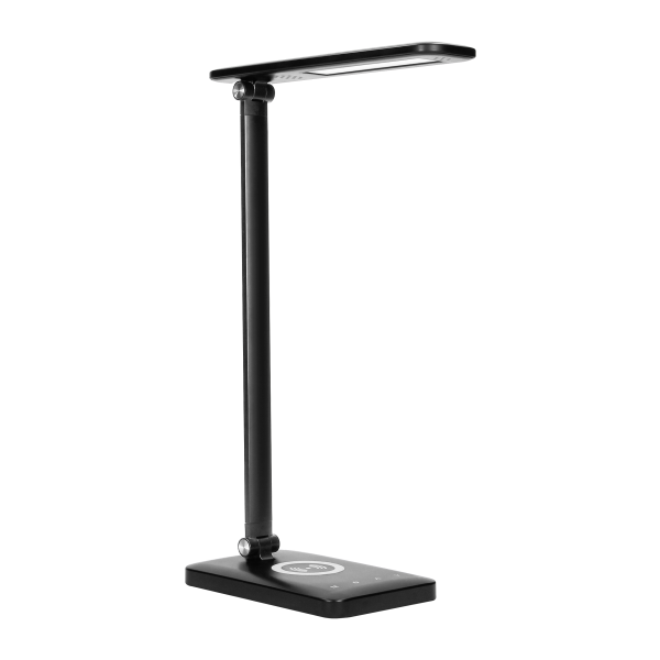 WIRLE LED 7W desk lamp with wireless charger and USB port, 390lm, 3000-4000-6000K, color temp. adjustment, dimmer, black
