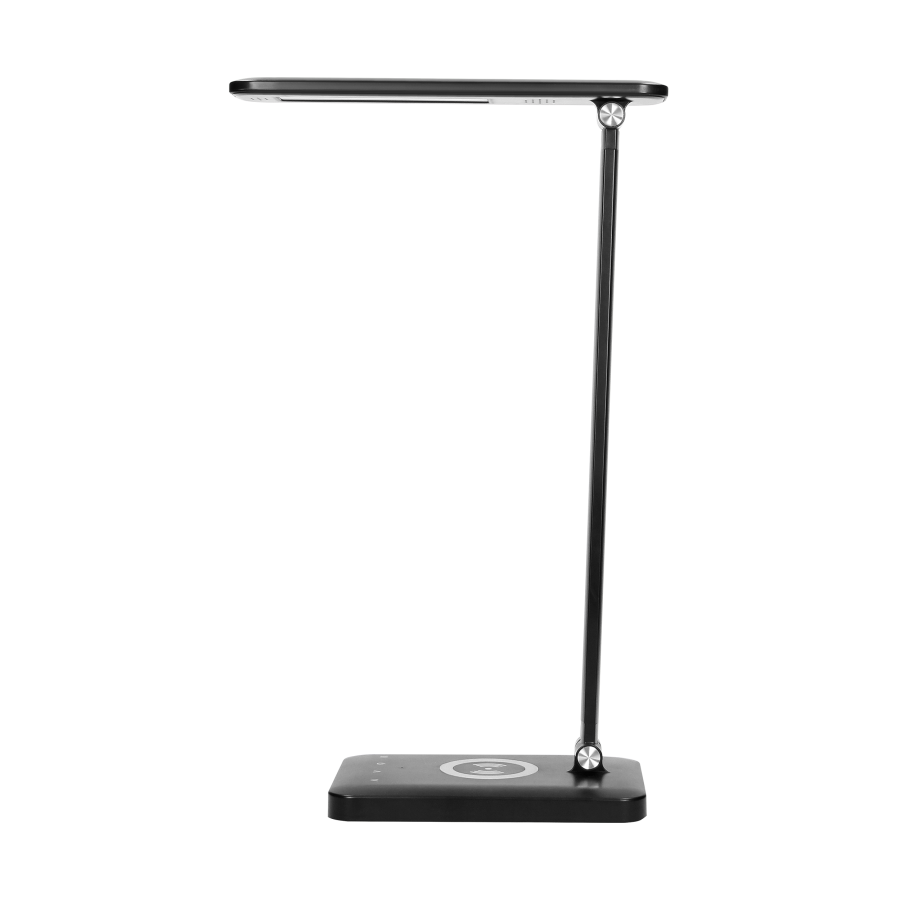 WIRLE LED 7W desk lamp with wireless charger and USB port, 390lm, 3000-4000-6000K, color temp. adjustment, dimmer, black