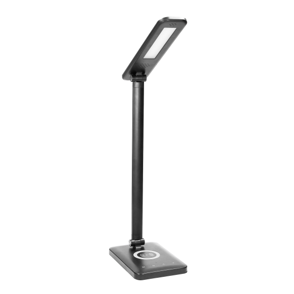 WIRLE LED 7W desk lamp with wireless charger and USB port, 390lm, 3000-4000-6000K, color temp. adjustment, dimmer, black