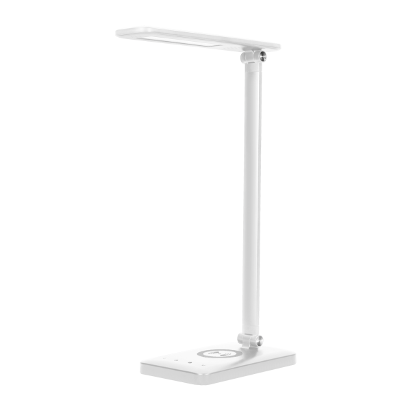 WIRLE LED 7W desk lamp with wireless charger and USB port, 390lm, 3000-4000-6000K, color temp. adjustment, dimmer, white
