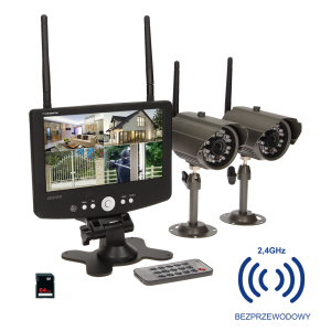 System do monitoringu 4-kanałowy, bezprzewodowy CCTV, monitor LCD 7"