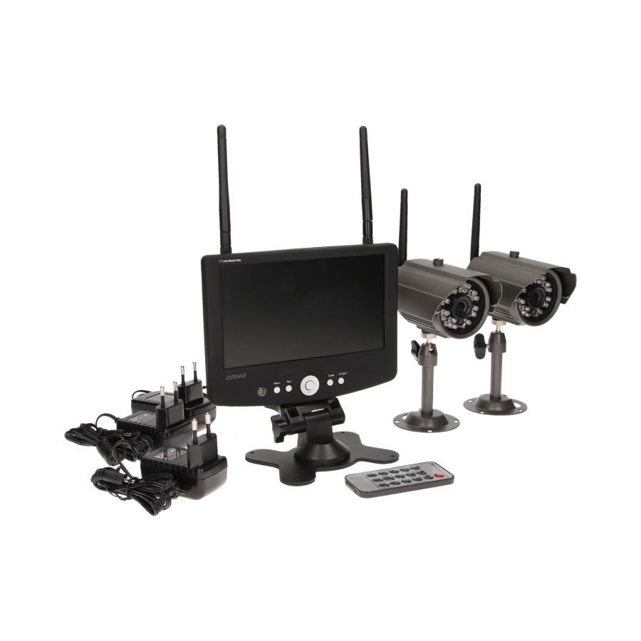 System do monitoringu 4-kanałowy, bezprzewodowy CCTV, monitor LCD 7"