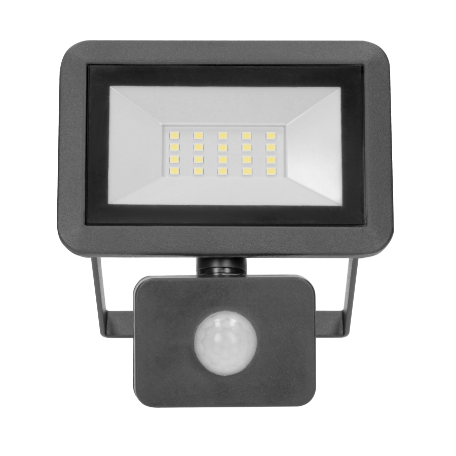 BULLED S 20W naświetlacz z PIR, 1600lm, IP44, 4000K, Alu+szkło