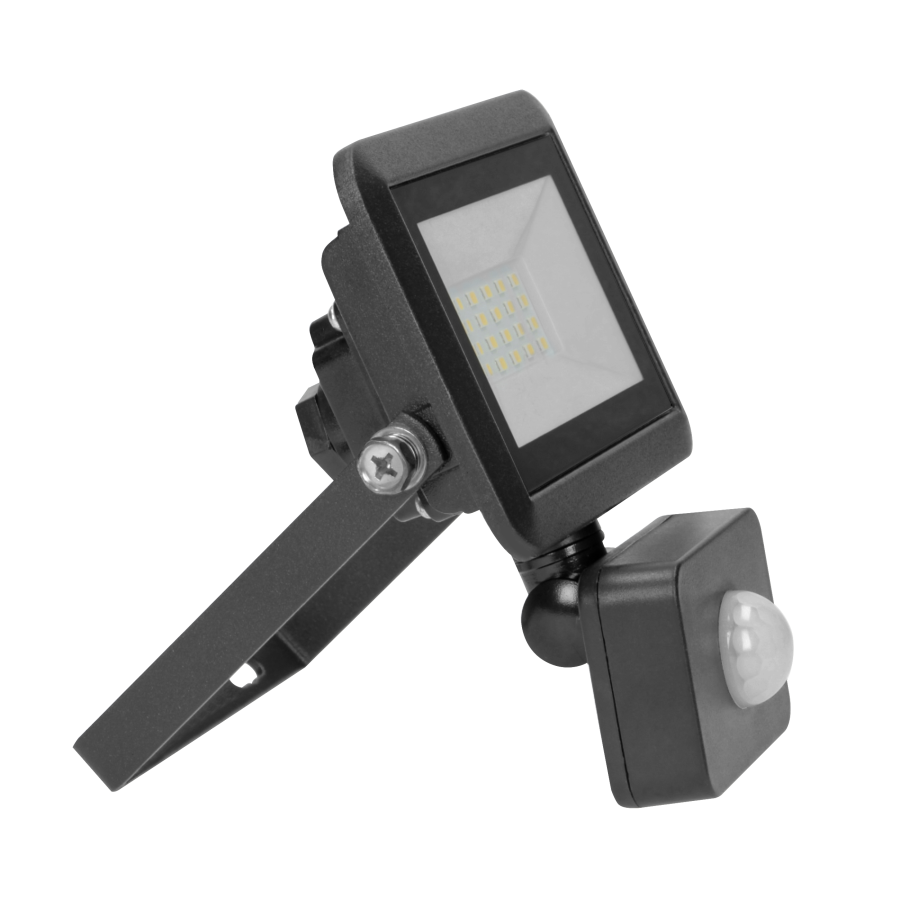 BULLED S floodlight 20W with PIR sensor 1600lm, IP44, 4000K, Alu+glass