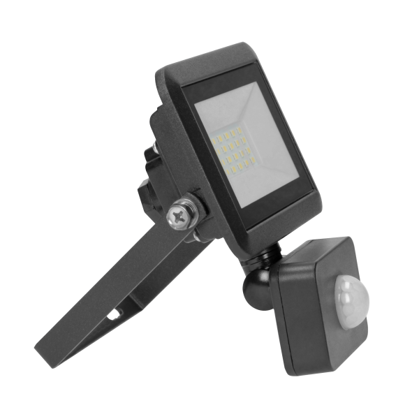 BULLED S floodlight 20W with PIR sensor 1600lm, IP44, 4000K, Alu+glass