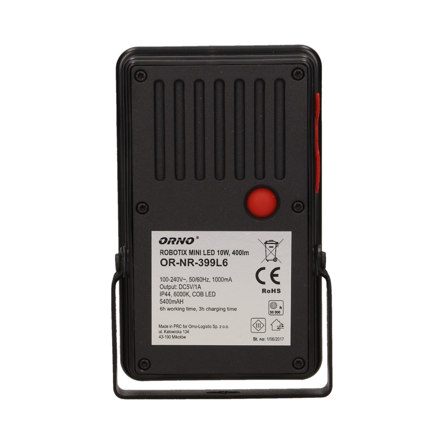 ROBOTIX MINI 10W naświetlacz roboczy z akumulatorem, 400lm, IP44, 6000K, 5400mAh, z ładowarką USB i funkcją power bank