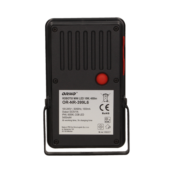 ROBOTIX MINI 10W naświetlacz roboczy z akumulatorem, 400lm, IP44, 6000K, 5400mAh, z ładowarką USB i funkcją power bank