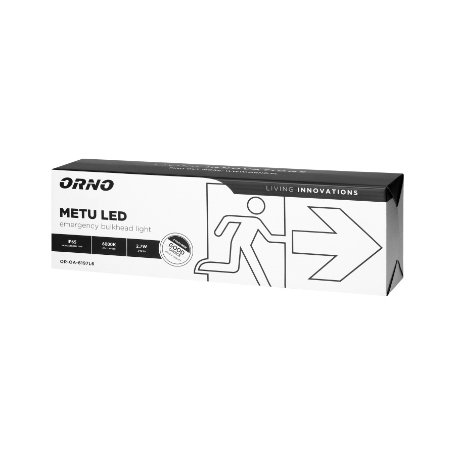 Oprawa sieciowo-awaryjna METU LED 2,7W, 3H, IP65, 6000K