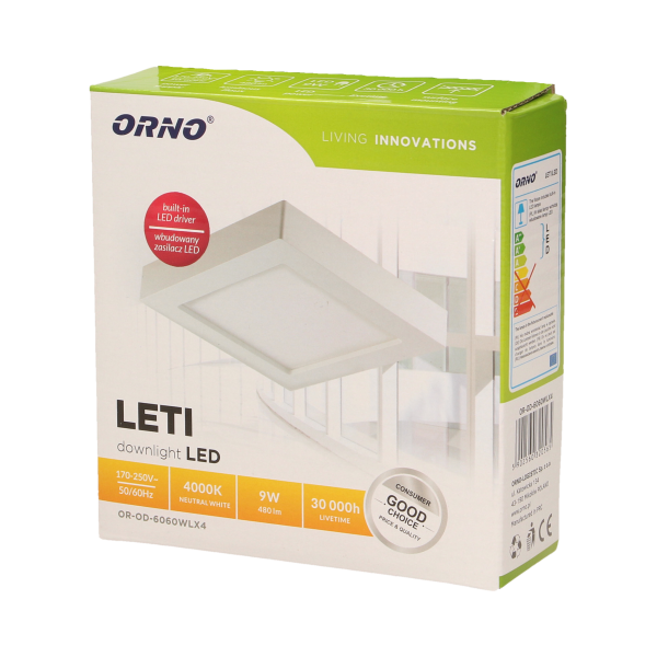 Surface mounted LED downlight LETI, 9W, 4000K