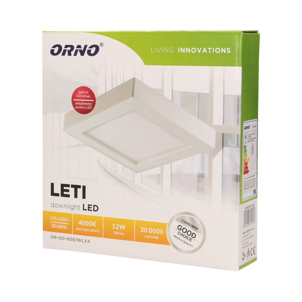 Surface mounted LED downlight LETI, 12W, 4000K