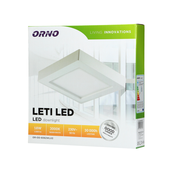 Surface mounted LED downlight LETI, 18W, 3000K