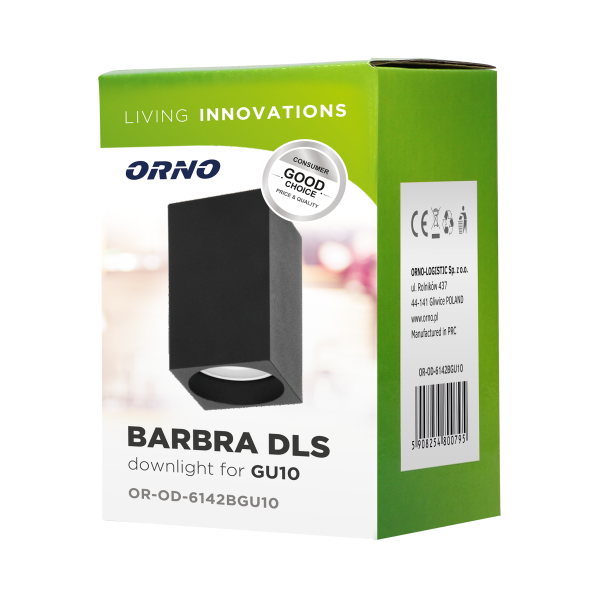 BARBRA DLS GU10 downlight max 50W, IP20, kwadrat, czarny, aluminium