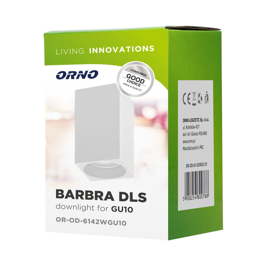 BARBRA DLS GU10 downlight max 50W, IP20, kwadrat, biały, aluminium