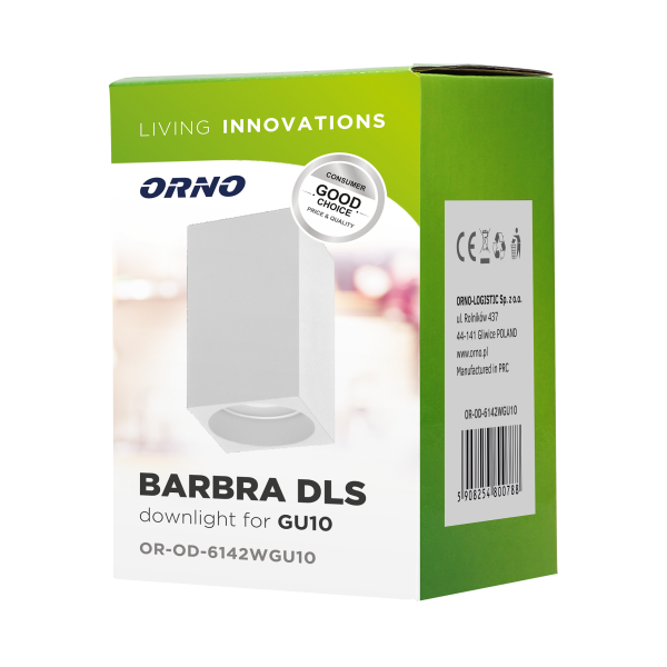 BARBRA DLS GU10 downlight, ceiling light, 50W, square, white