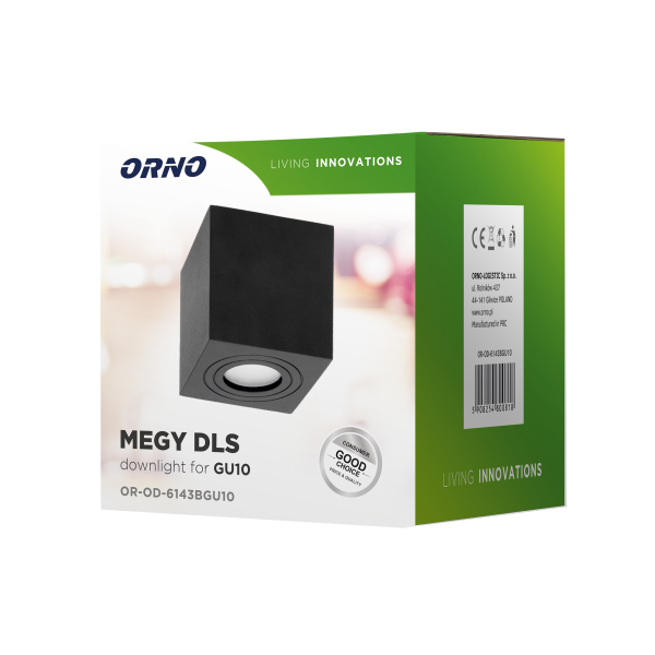 MEGY DLS GU10 downlight max 50W, IP54, kwadrat, czarny, aluminium