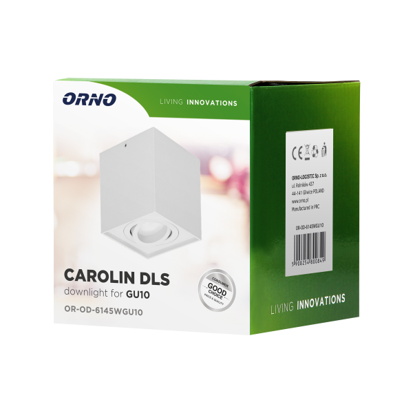 CAROLIN DLS GU10 downlight max 35W, IP20, kwadrat, biały
