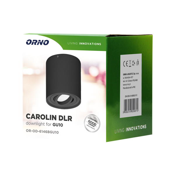 CAROLIN DLR GU10 downlight max 35W, IP20, okrągły, czarny
