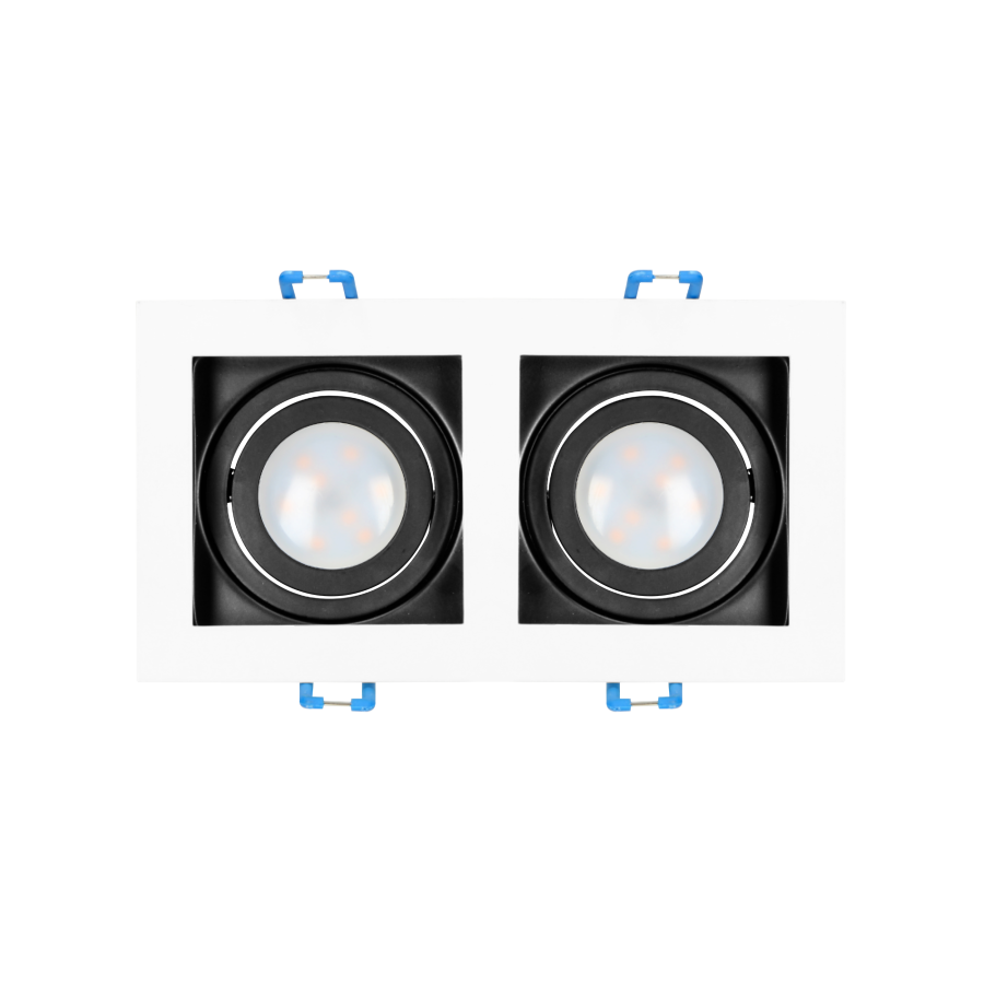YOP 2 decorative frame for spotlight suitable for LED diode or a halogen lamp (MR16/GU10), max. 2x50W, adjustable light direction, white+black