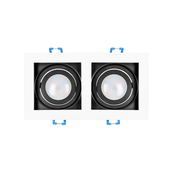 YOP 2 decorative frame for spotlight suitable for LED diode or a halogen lamp (MR16/GU10), max. 2x50W, adjustable light direction, white+black