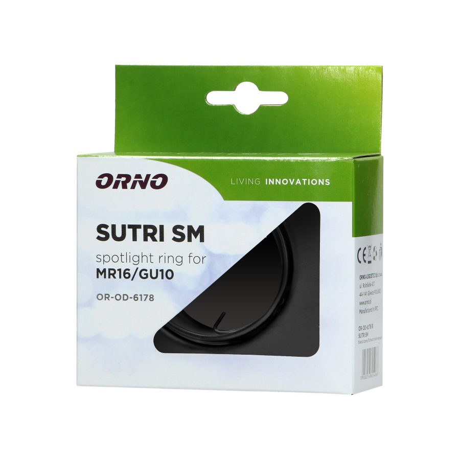 SUTRI SM decorative frame for spotlight, MR16/GU10 max 50W, square, adjustable, black