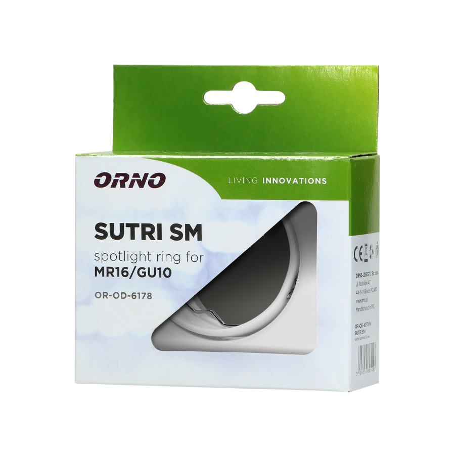 SUTRI SM decorative frame for spotlight, MR16/GU10 max 50W, square, adjustable light beam, white