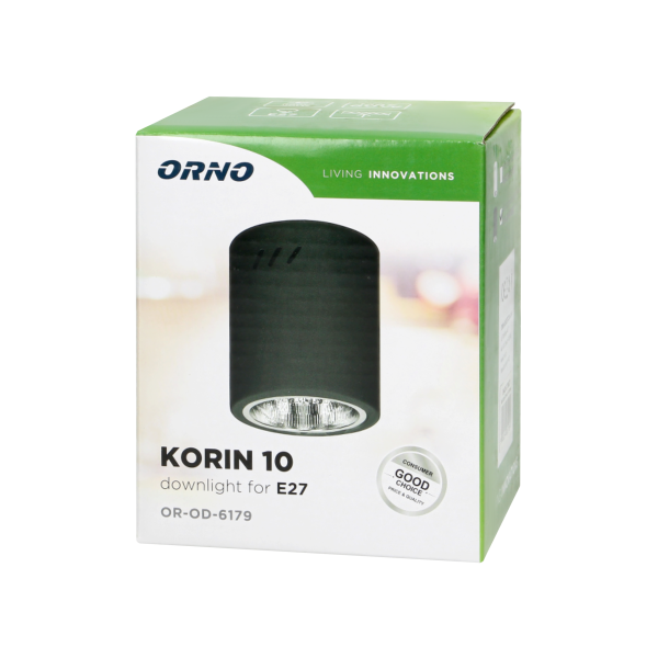 KORIN 10, downlight, 60W, E27, steel, black