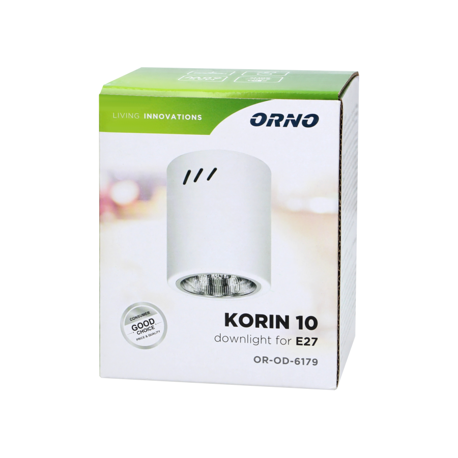 KORIN 10, downlight, 60W, E27, steel, white