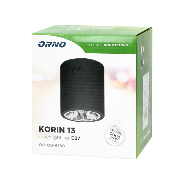 KORIN 13, downlight, 60W, E27, steel, black