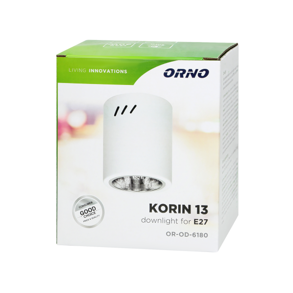 KORIN 13, downlight, 60W, E27, steel, white