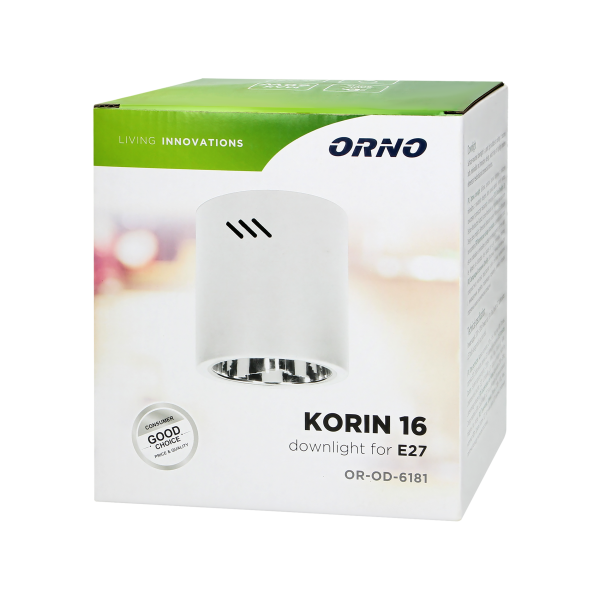 KORIN 16, oprawa typu downlight, 60W, E27, stal, biała