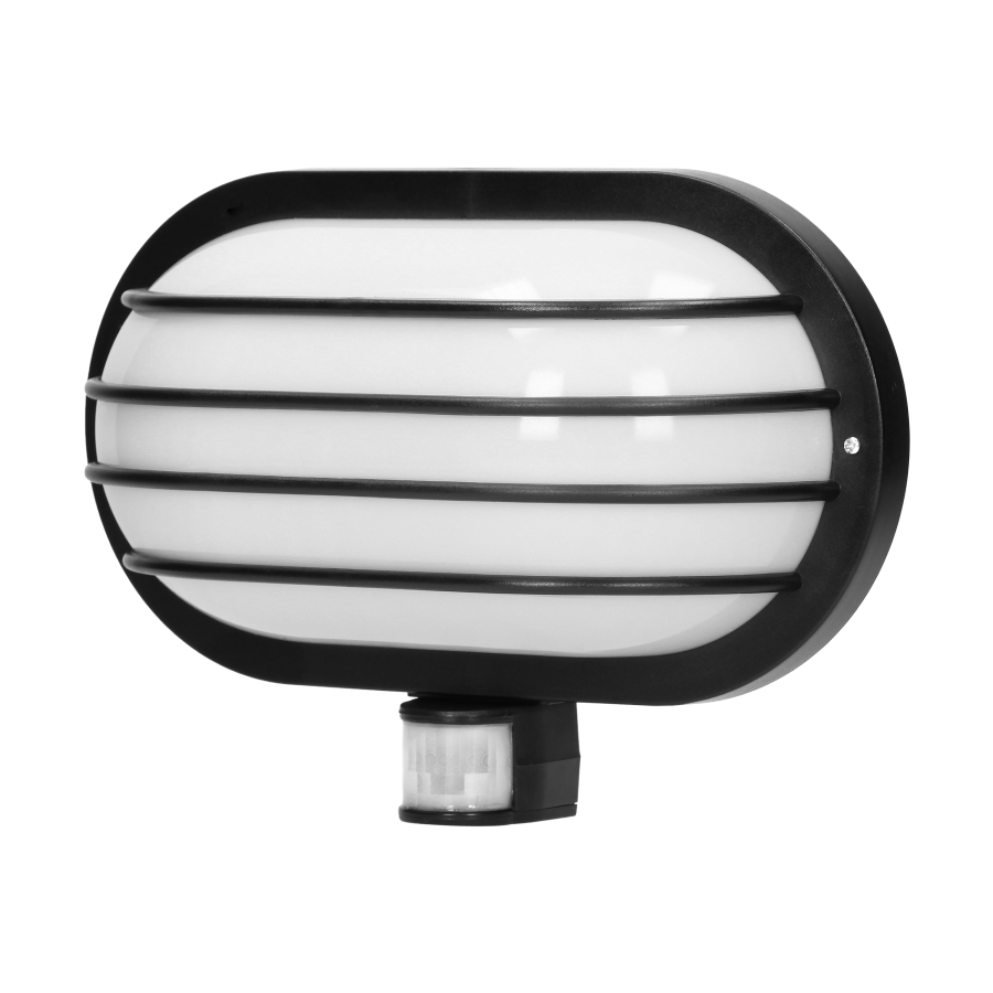 SOLANO, oprawa ogrodowa z czujnikiem ruchu 180st, 1x60W, E27, IP44, plastik, czarna