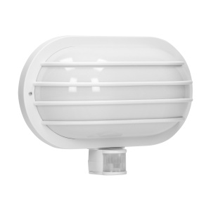SOLANO garden lamp with 180° motion sensor and a screen , 1x60W, E27, IP44, plastic, white