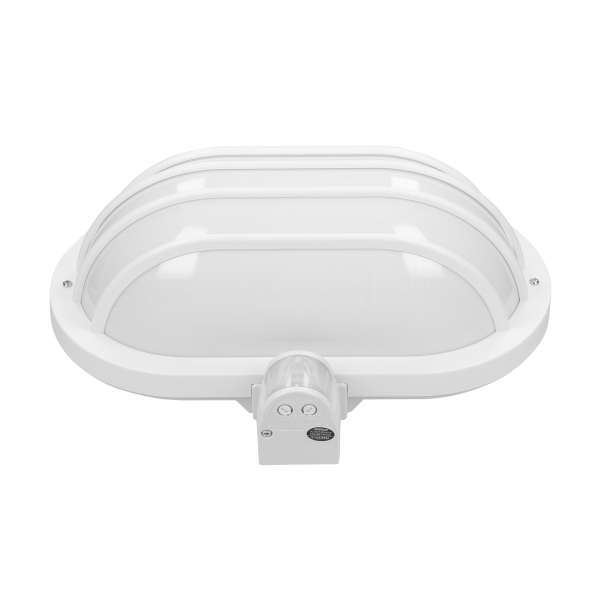 SOLANO garden lamp with 180° motion sensor and a screen , 1x60W, E27, IP44, plastic, white