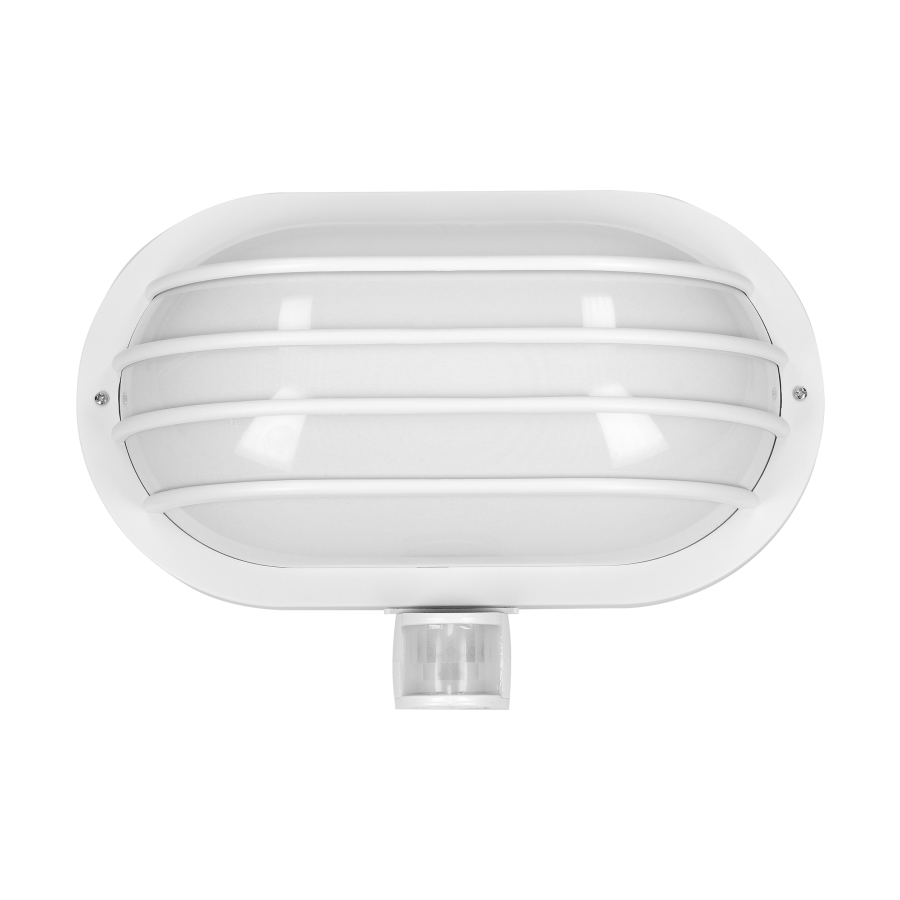 SOLANO garden lamp with 180° motion sensor and a screen , 1x60W, E27, IP44, plastic, white