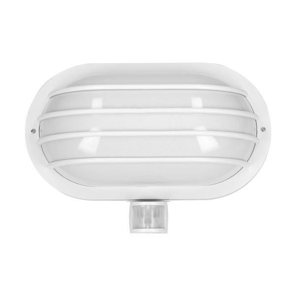 SOLANO garden lamp with 180° motion sensor and a screen , 1x60W, E27, IP44, plastic, white