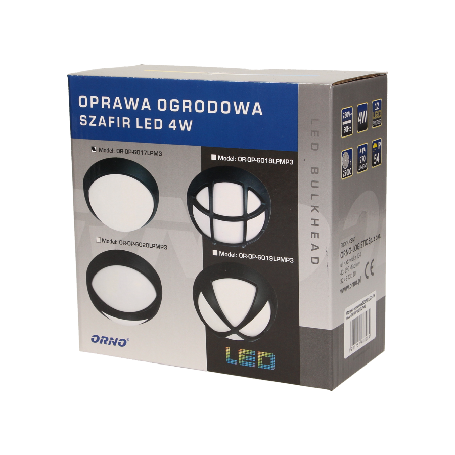 SZAFIR LED 4W, oprawa ogrodowa, 270lm, IP54, 3000K, gładka